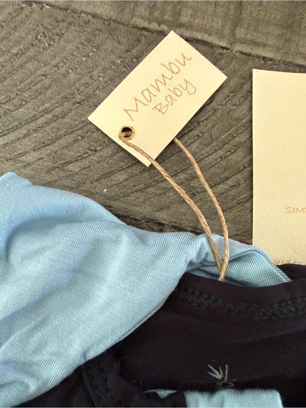 Mamba Bamboo Baby Black Footed One-Piece with Light Blue Trim and Hat - New - Picture 6 of 7